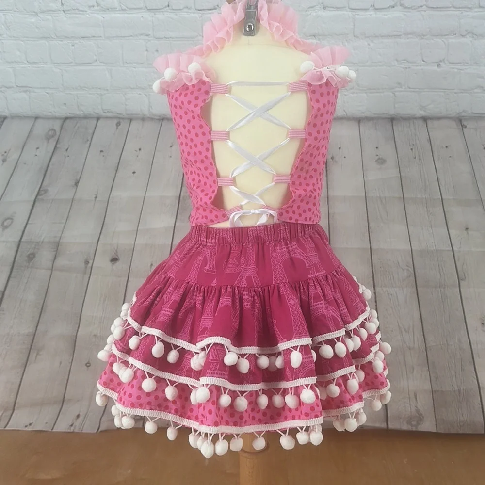 Custom Poodle skirt Ooc girls size 18months Paris poodle‎ pink pageant